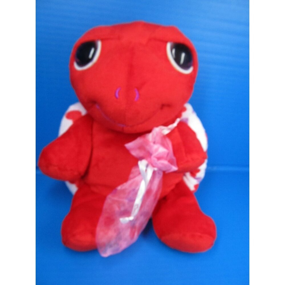 First & Main Red Plush Turtle Stuffed Animal With Heart Pattern Shell V-Day - Picture 4 of 8